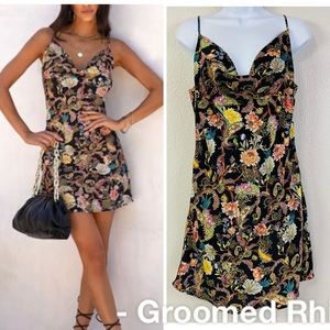 Vici Black Paisley Floral Slip Dress Size M